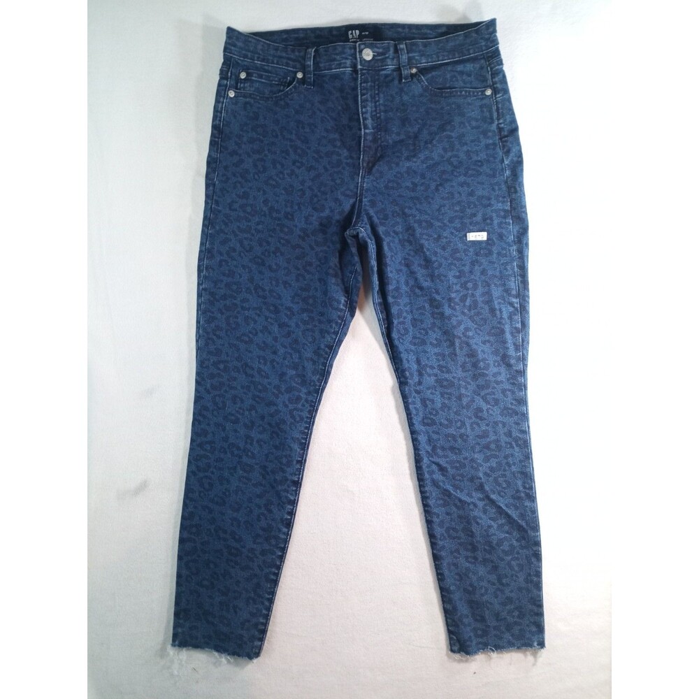 Gap Denim Legging Jeans Womens 14/32 Blue Leopard Print Stretch Jegging (P)